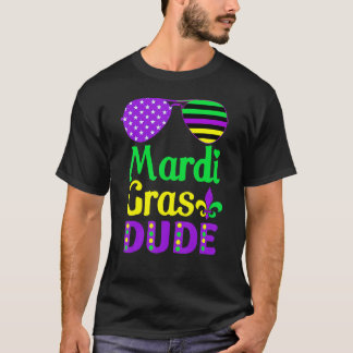 American Flag Sunglasses Mardi Gras Dude T-Shirt