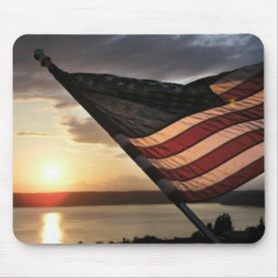 American Flag Sunset Mouse Pad