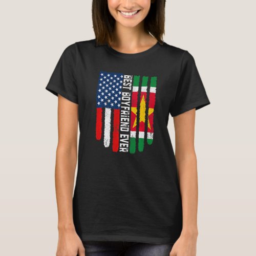 American Flag  Suriname Flag Best Boyfriend Ever  T_Shirt