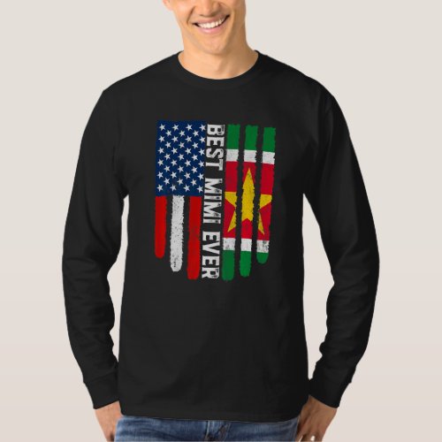 American Flag  Suriname Flag Best Mimi Ever Famil T_Shirt