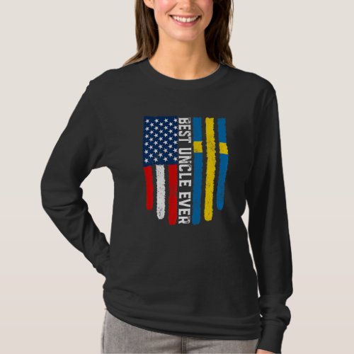 American Flag  Sweden Flag Best Uncle Ever Family T_Shirt