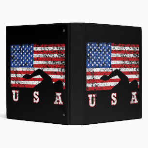 American Flag Swimming USA Gift Swim Team Premium 3 Ring Binder
