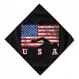 American Flag Swimming USA Gift Swim Team Premium Bandana