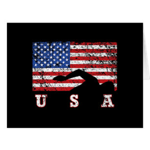 American Flag Swimming USA Gift Swim Team Premium Cards