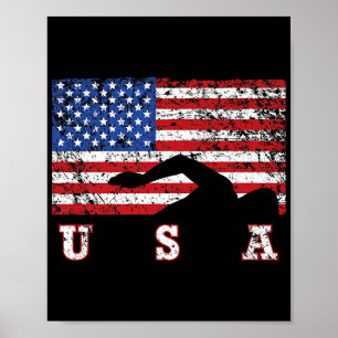 American Flag Swimming USA Gift Swim Team Premium Poster