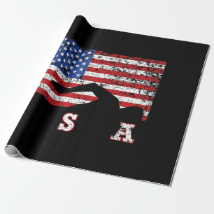 American Flag Swimming USA Gift Swim Team Premium Wrapping Paper