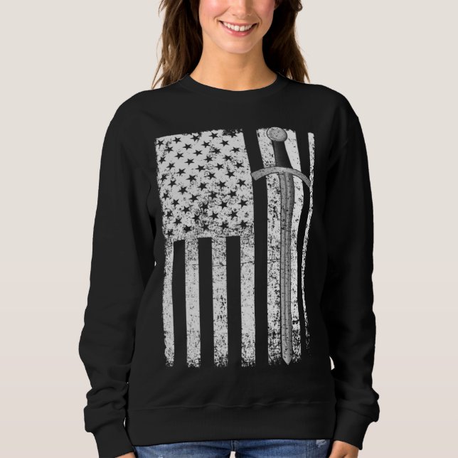 American Flag Sword Blade USA Patriotic Sweatshirt (Front)