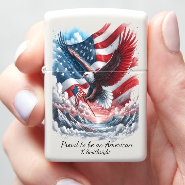 American Flag Takes Flight Zippo Lighter (In Hand)