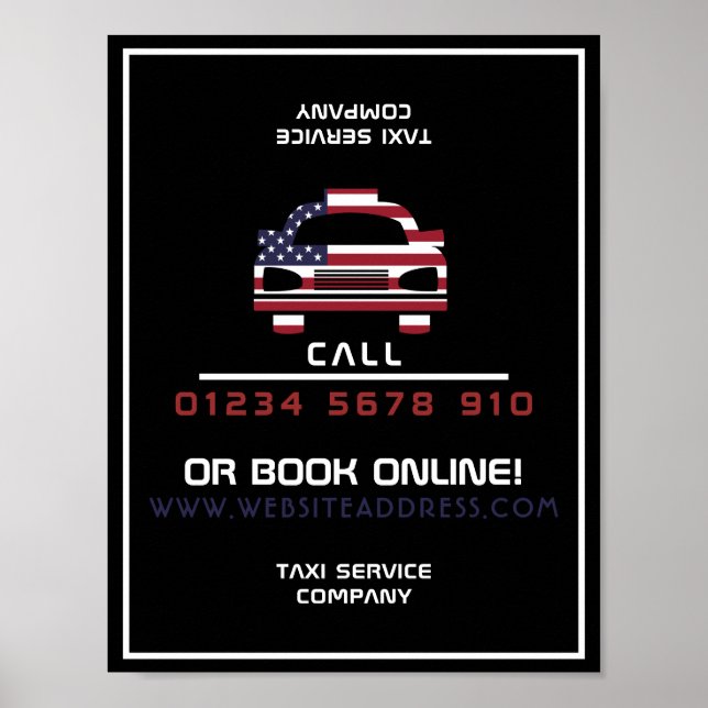 American Flag Taxi Cab Logo Advertising Poster (Front)