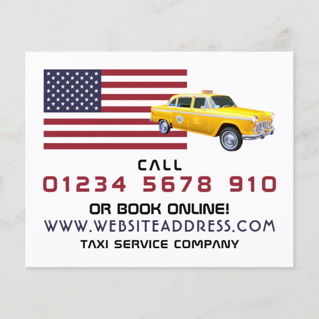 American Flag Taxi Cab with Price List Flyer (Front)