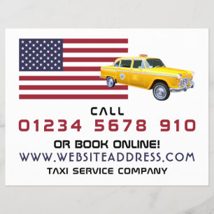 American Flag Taxi Cab with Price List Flyer