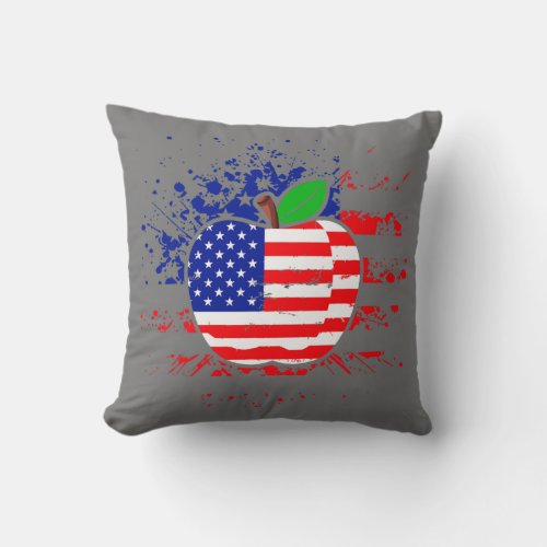 American Flag Teacher 4th of July For Teachers Throw Pillow