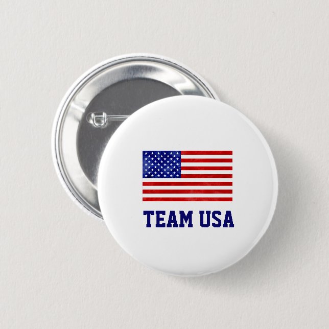 American Flag TEAM USA Olympics Red White Blue Button (Front & Back)