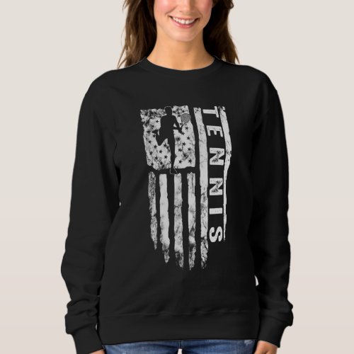 American Flag Tennis Vintage Sport Player Boys Men Sweatshirt