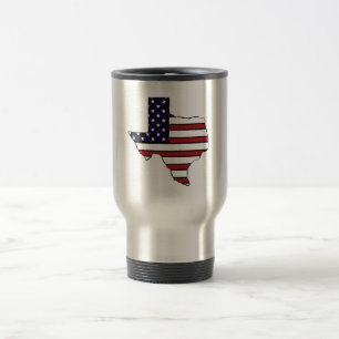 American flag Texas outline stainless travel mug