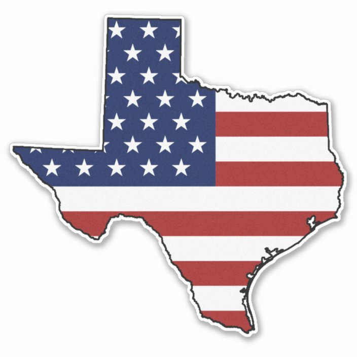 American Flag Texas Sticker 