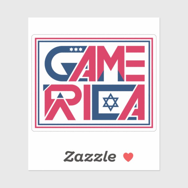 American Flag text Gamerica Sticker (Sheet)