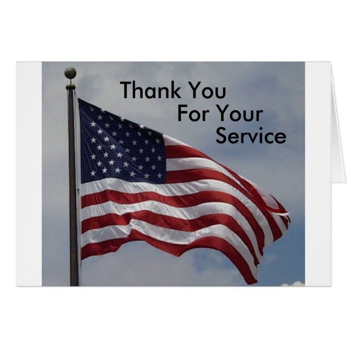 American Flag, Thank You, For Your, Service Card | Zazzle