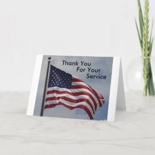 American Flag, Thank You, For Your, Service Thank You Card