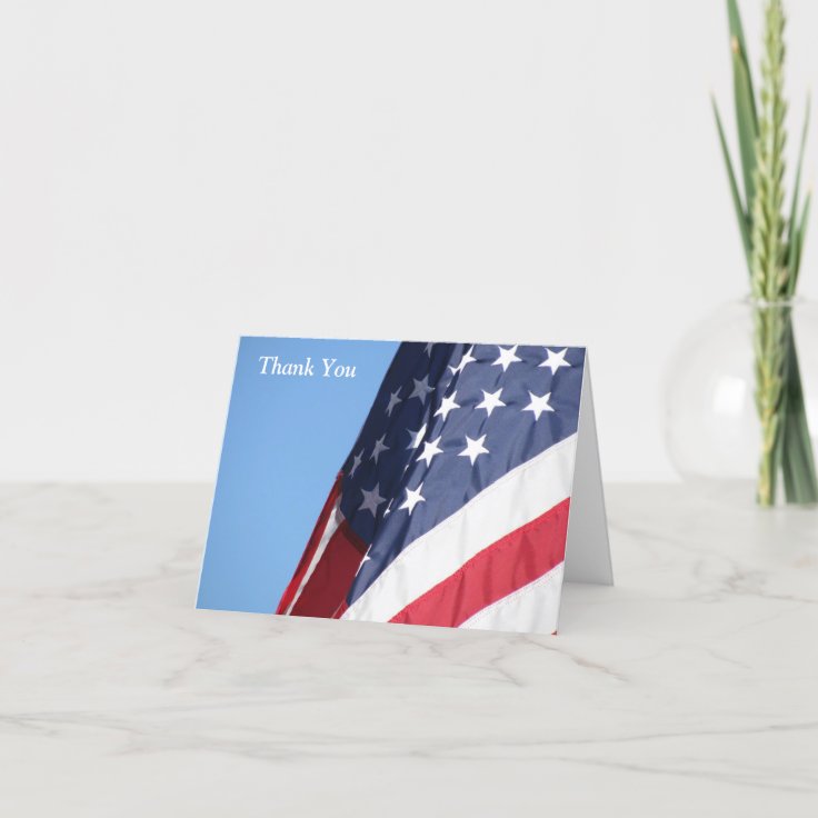 American Flag Thank You Greeting Card | Zazzle