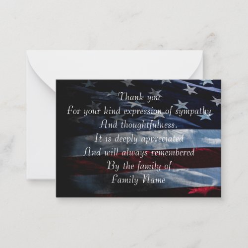 American Flag Thank You  Note Card