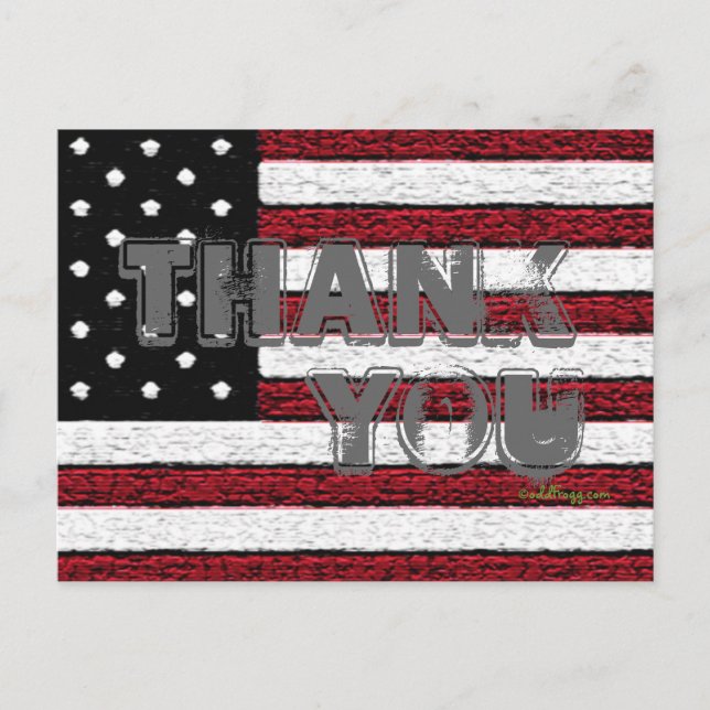 American Flag Thank You Postcard (Gray) (Front)