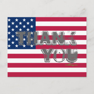 American Flag Thank You Postcard (Gray)