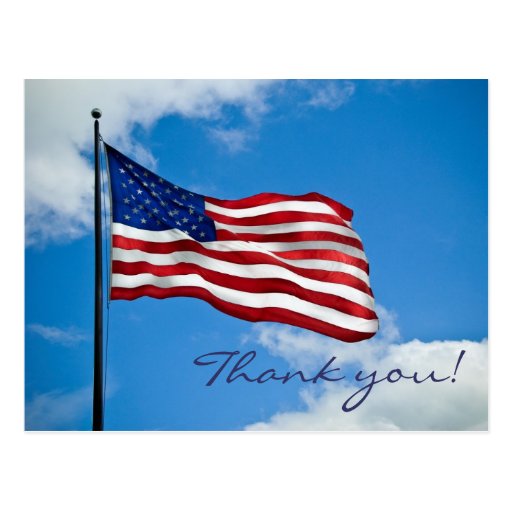 American Flag Thank You Postcard | Zazzle