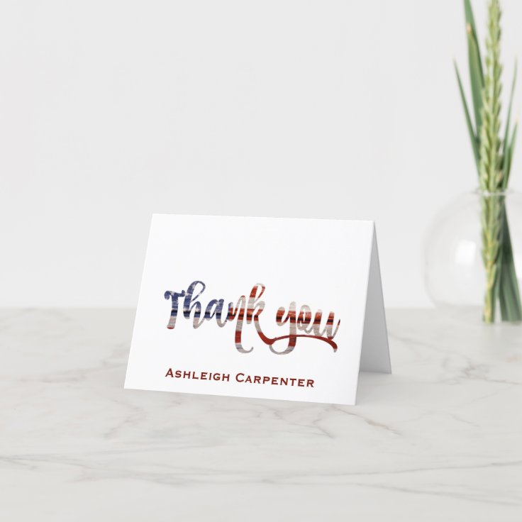 American Flag Thank You, Red White & Blue Thank You Card Zazzle