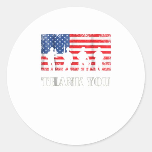 American Flag   Thank You Veterans Classic Round Sticker