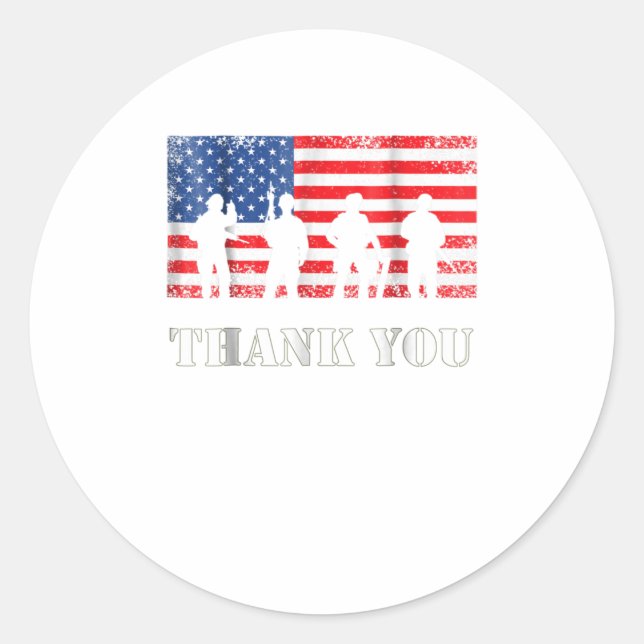 American Flag   Thank You Veterans Classic Round Sticker (Front)