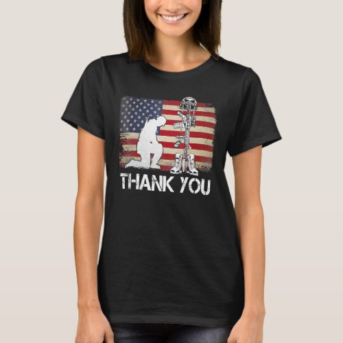 American Flag Thank You Veterans Memorial Day 4th  T_Shirt