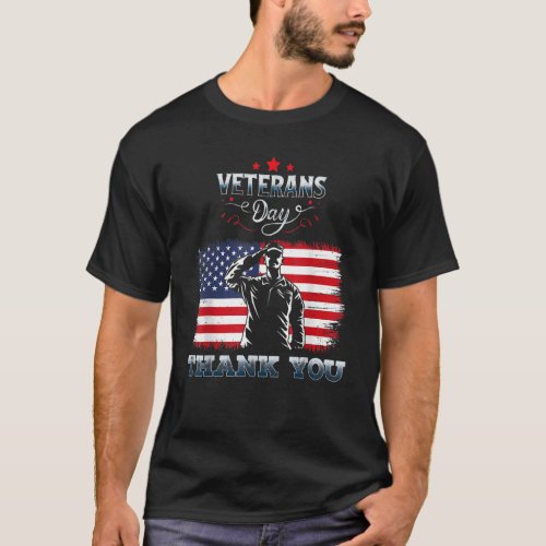 American Flag Thank you Veterans Proud Veteran 1 T_Shirt