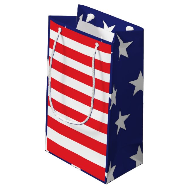 American Flag Theme Gift Bag Red White and Blue (Back Angled)