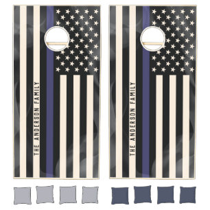 American Flag Thin Blue Line Cornhole Boards Cornhole Set
