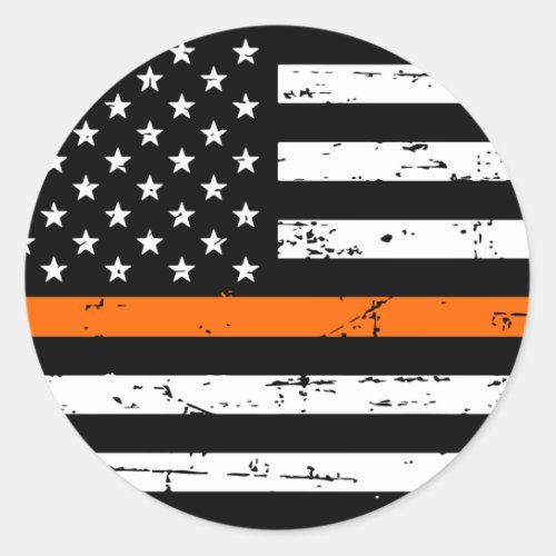 American Flag Thin Orange Line Classic Round Sticker