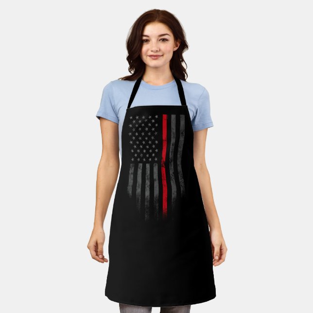 American Flag Thin Red Line Apron (Worn)