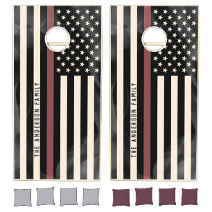 American Flag Thin Red Line Firefighter Cornhole Set