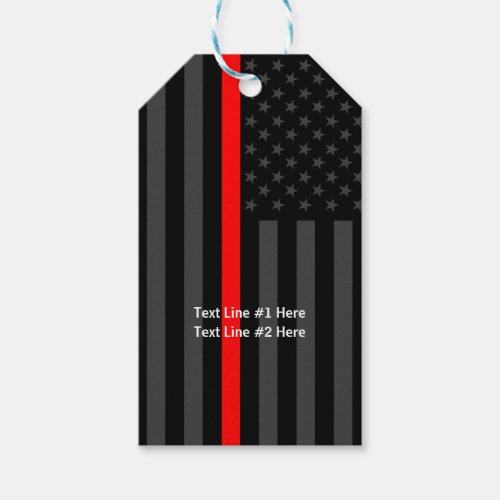 American Flag Thin Red Line Personalized on a Gift Tags