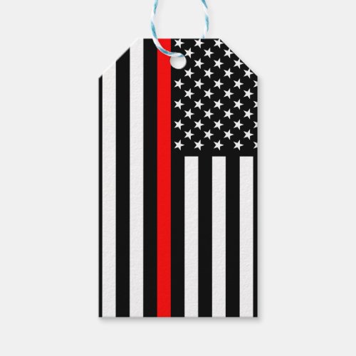 American Flag Thin Red Line Rememberance on a Gift Tags