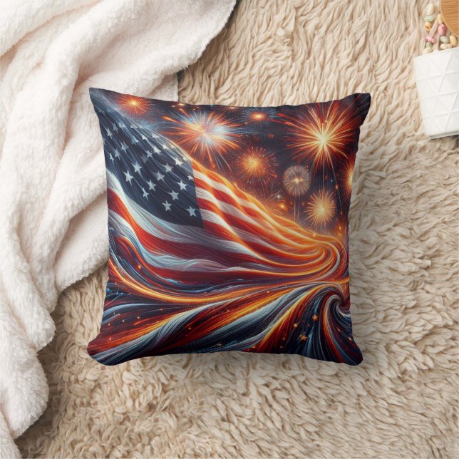 American Flag Throw Pillow (Blanket)