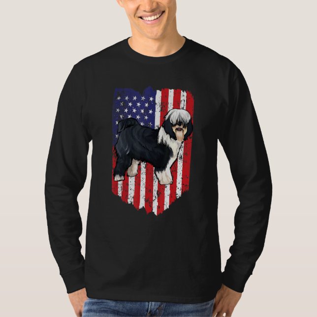 American Flag Tibetan Terrier 4th Of July Usa T-Shirt (Front)