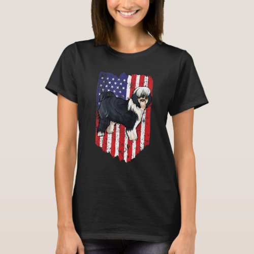 American Flag Tibetan Terrier 4th Of July Usa T_Shirt