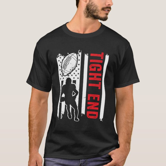 American Flag Tight End Football Player Position T T-Shirt (Front)