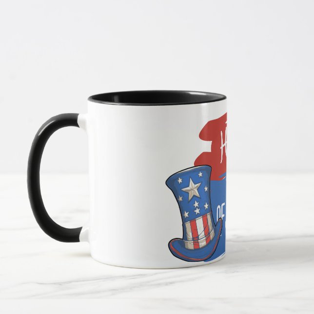 American Flag Top Hat with Brush Stroke Design Mug (Left)
