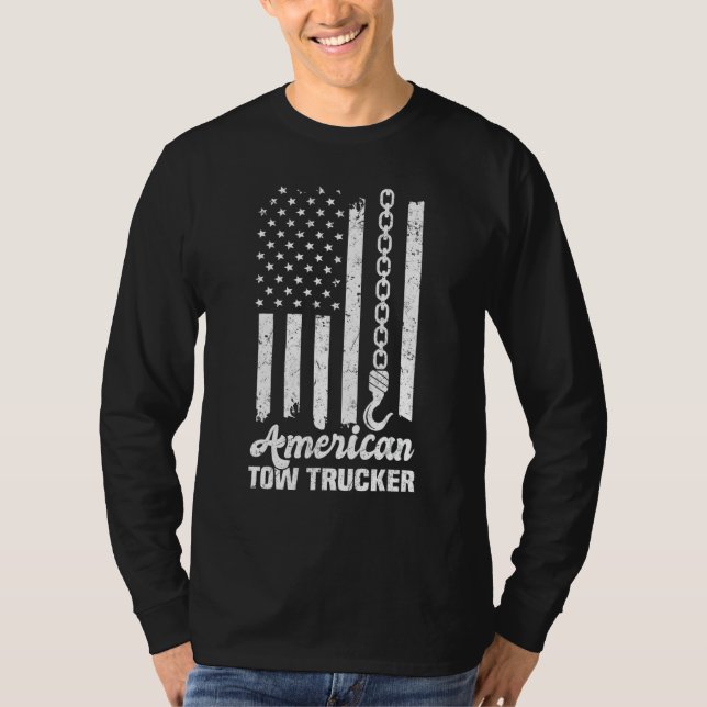 American Flag Tow Trucker T-Shirt (Front)