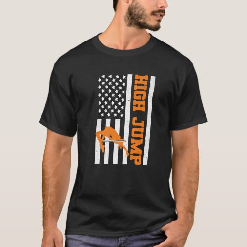 American Flag Track And Field High Jump USA High J T_Shirt