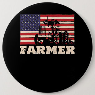 American Flag Tractor Button