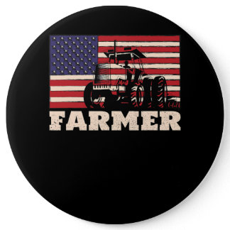 American Flag Tractor Button
