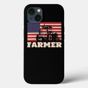 American Flag Tractor iPhone 13 Case